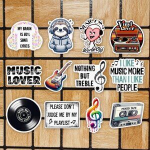 Music Lover Sticker Pack of 12 Vinyl Stickers Waterproof Die Cut Sticker Set